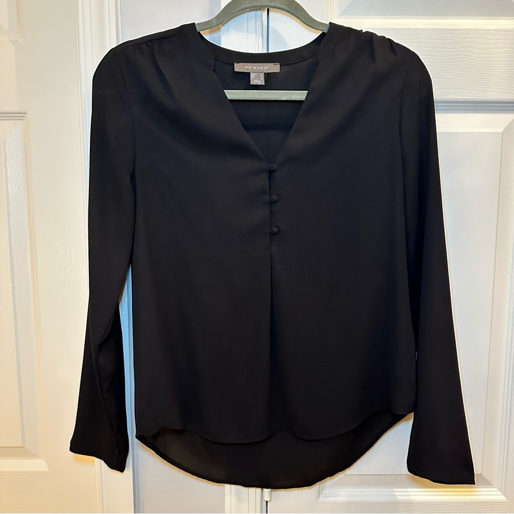 Primark Black Blouse with Button Detail